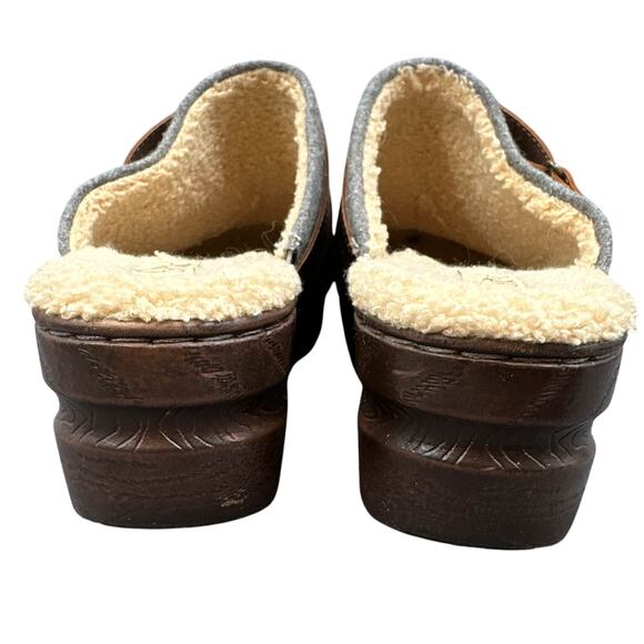 Born BOC Mae Wool Comfort Clog 11 Gray Fleece Lined Y2K Heel Academia Boho Cozy - Picture 8 of 14